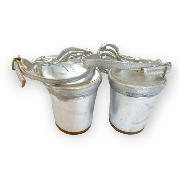 Michel Perry silver leather caged sling back sandal, Size 37 EU, Vintage from 90 - Picture 7 of 13